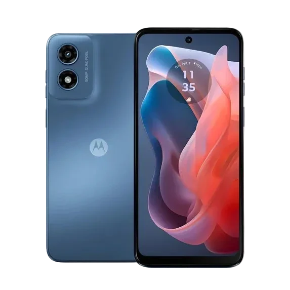 Motorola smartphone showing front and back 